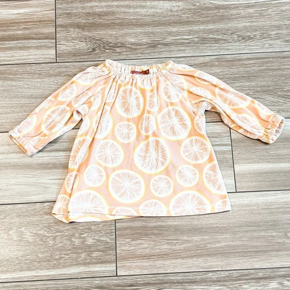 Milkbarn Grapefruit Organic Cotton Long Sleeve Dress Size 6-12M